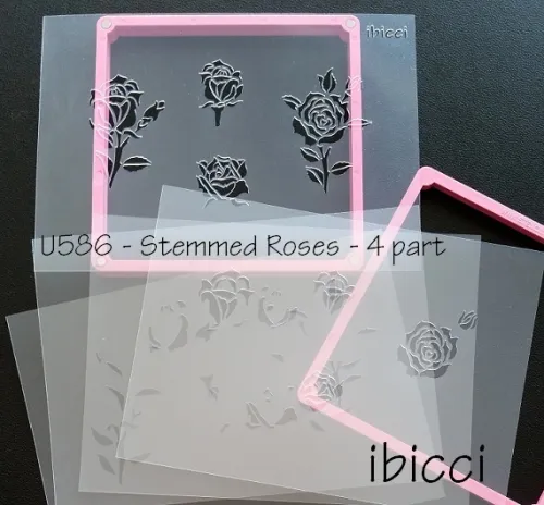 ibicci Stemmed Roses stencil - 4 part stencils